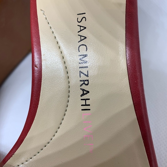 Issac Mizarahi Red Leather wedge sandals - Picture 7 of 8